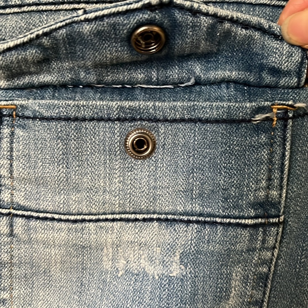 Denim Micro Mini Skirt Size 3 Spandex Distressed - Picture 8 of 12
